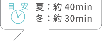 目安 夏:約40min 冬:30min